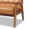 Baxton Studio Sorrento Mid-Century Modern Tan Faux Leather and Walnut Brown Finished Wood Loveseat 175-10978-Zoro - alternate 3